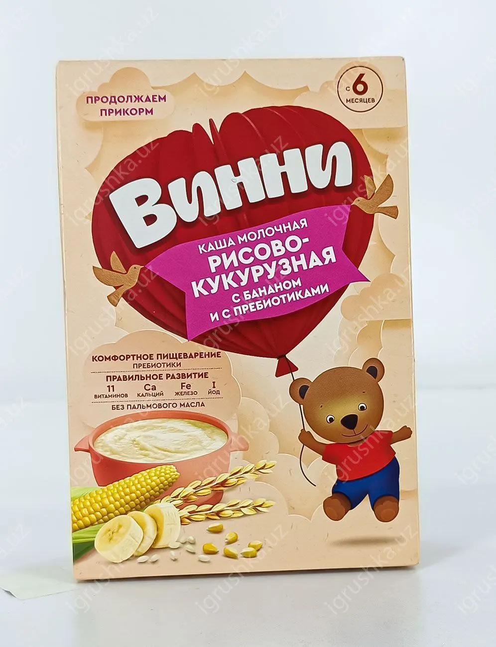 картинка Молочная каша для детей "Винни" рисово-кукурузная каша с бананом. Для детей с 6 месяцев 200гр. от магазина igrushka.uz