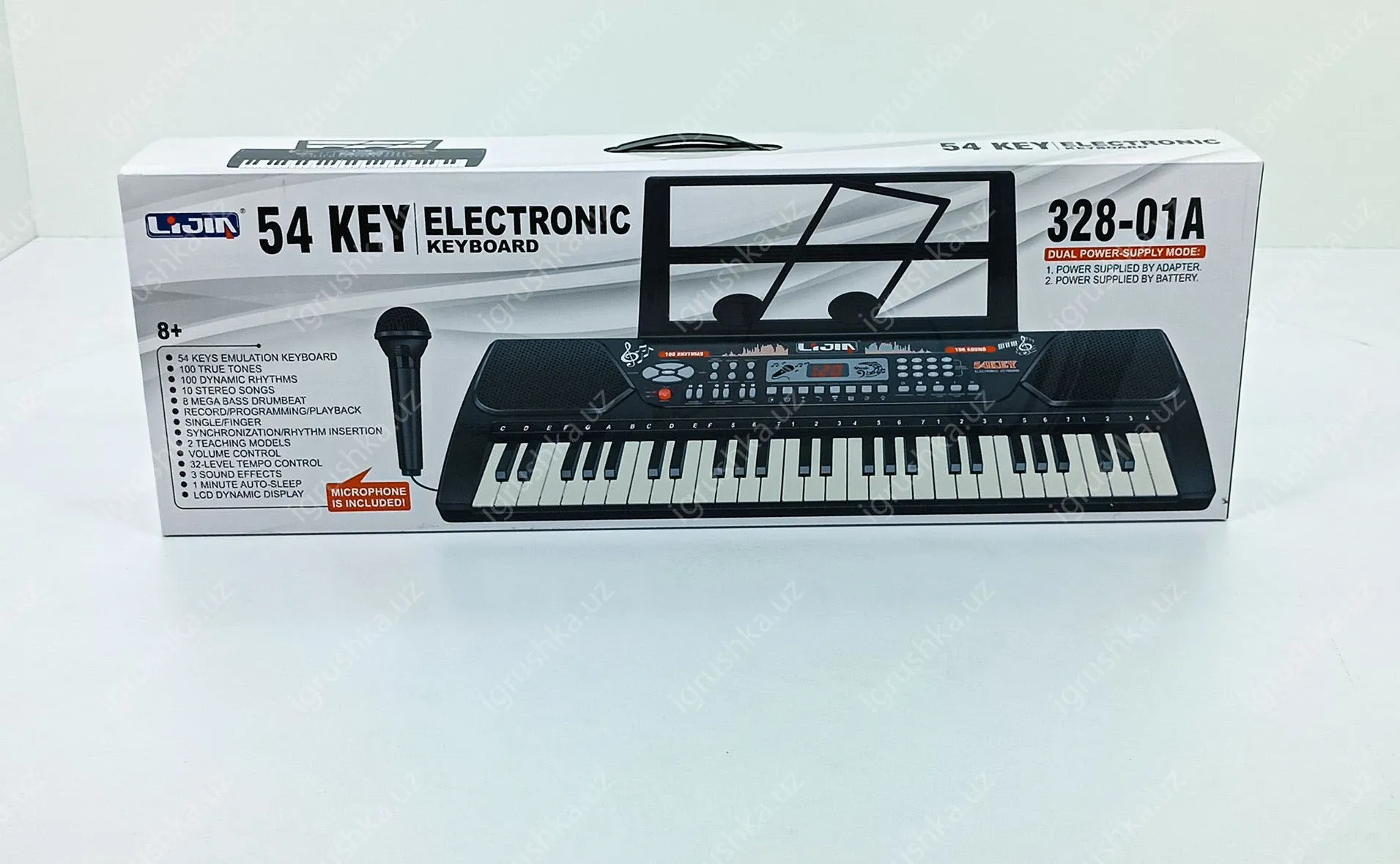 картинка Синтезатор детский, микрофон, Mp3 плеер, usb кабель, запись, 54 клавиша. от магазина igrushka.uz