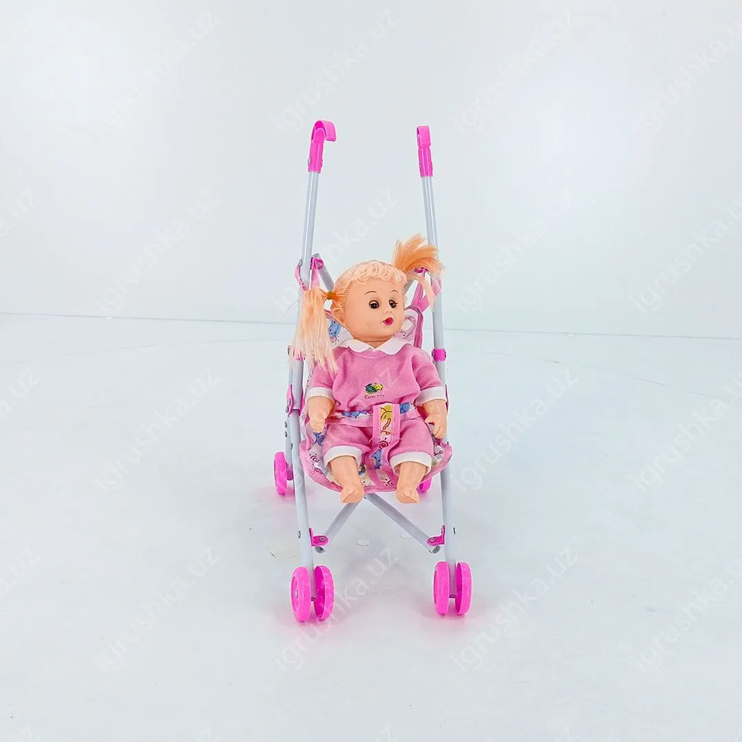картинка Кукла с коляской Т45-6 закрывает глаза, высота 40 см от магазина igrushka.uz