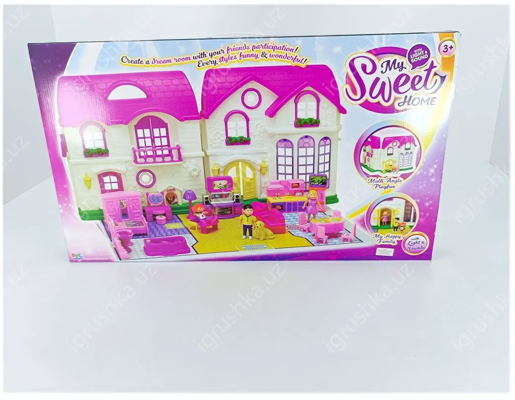 картинка Кукольный домик со светом и звуком, мебель для домика 16567 от магазина igrushka.uz