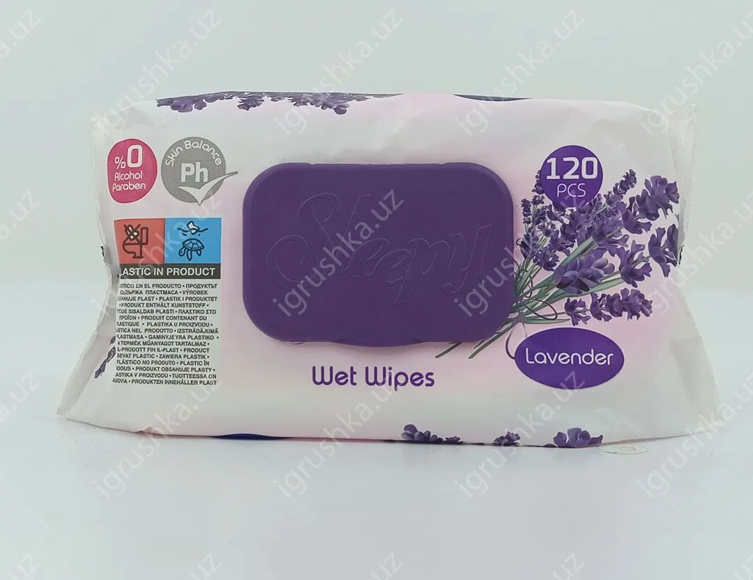 картинка Влажные салфетки Sleepy лаванда (Wet Wipes) 120шт. от магазина igrushka.uz