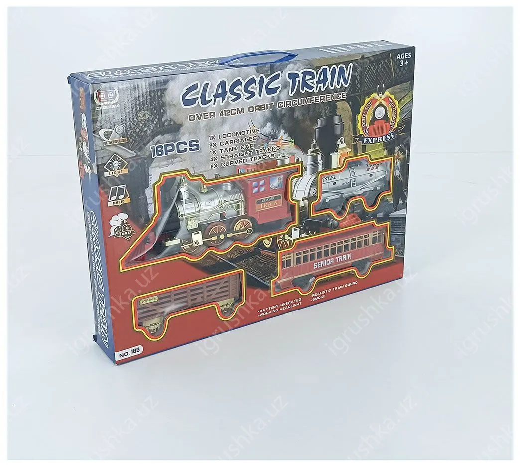 картинка Железная дорога "Classic Train" - Поезд с дымом, 188 от магазина igrushka.uz