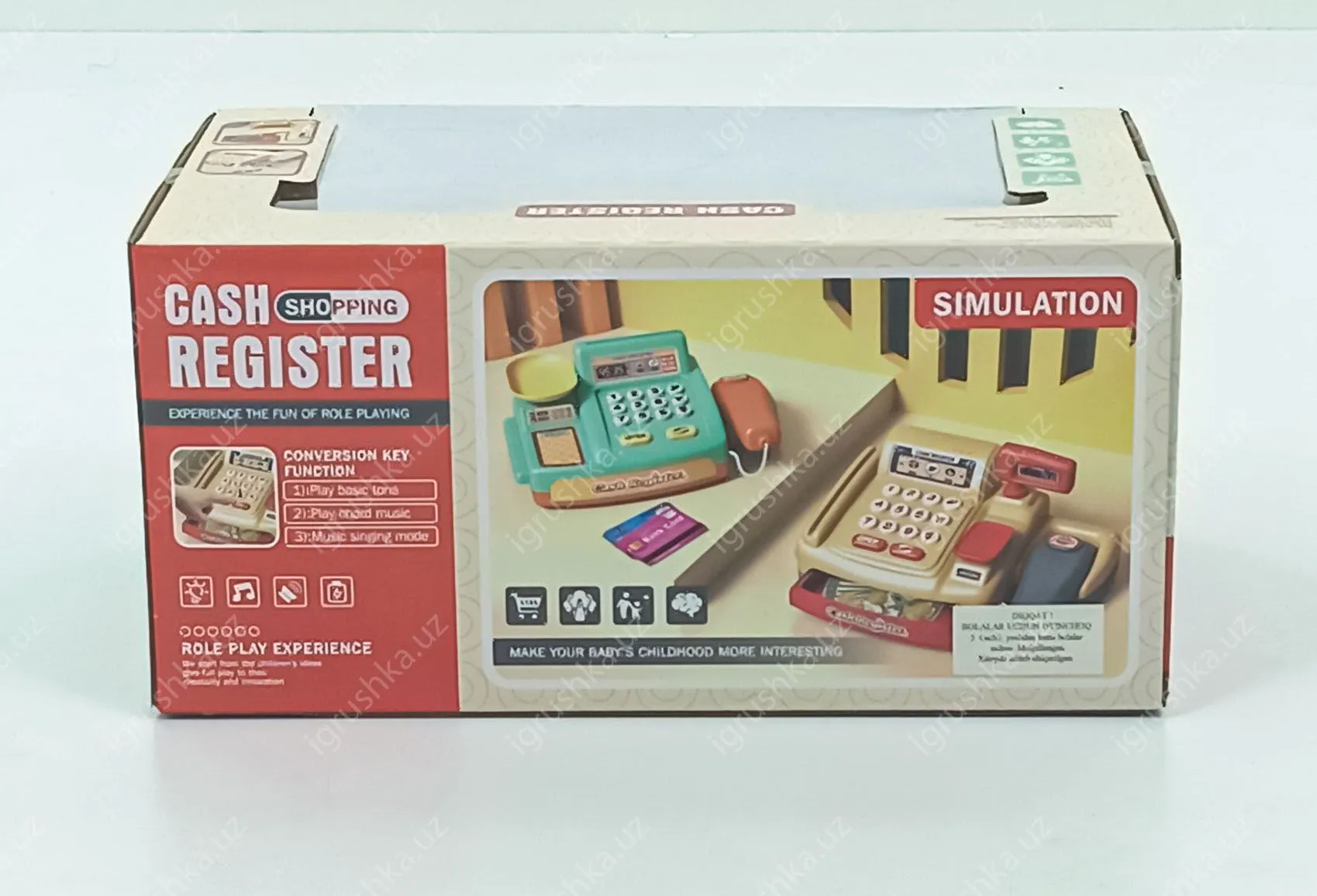 картинка Набор супермаркет для детей Кассовый аппарат (22см, звук(англ), свет, сканер, весы, продукты, деньги. от магазина igrushka.uz