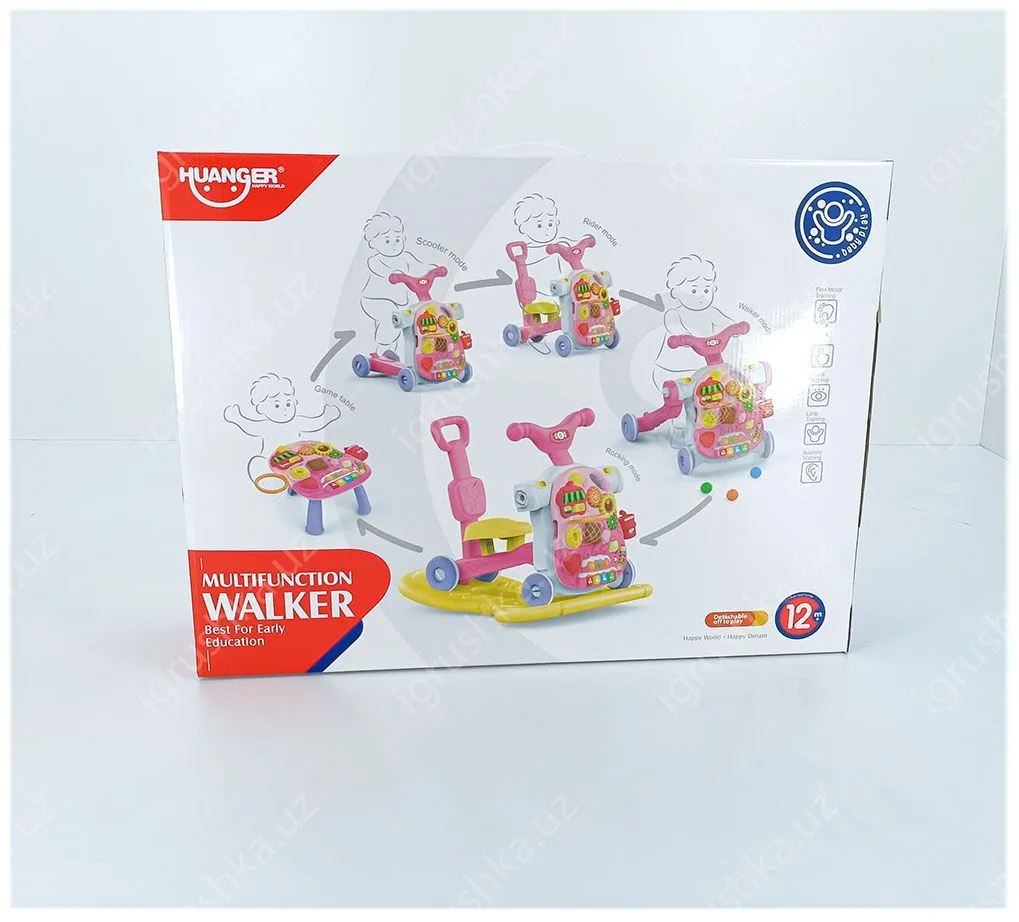 картинка Многофункциональный 5 в 1 детский ходунок активный стол детская тележка от магазина igrushka.uz