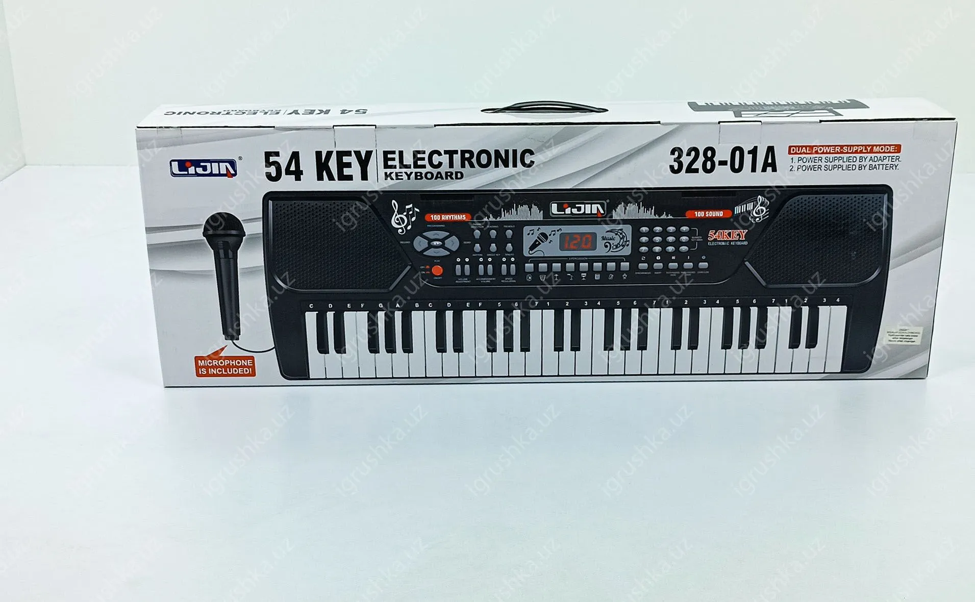 картинка Синтезатор детский, микрофон, Mp3 плеер, usb кабель, запись, 54 клавиша. от магазина igrushka.uz