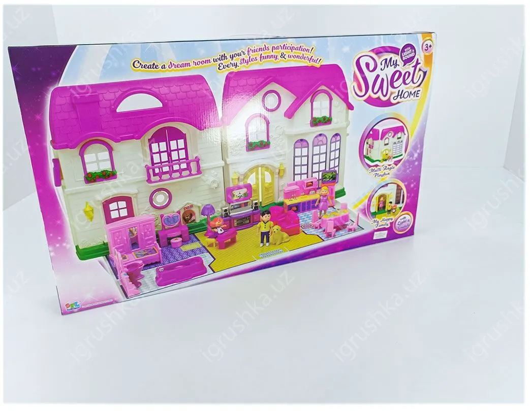 картинка Кукольный домик со светом и звуком, мебель для домика 16567 от магазина igrushka.uz