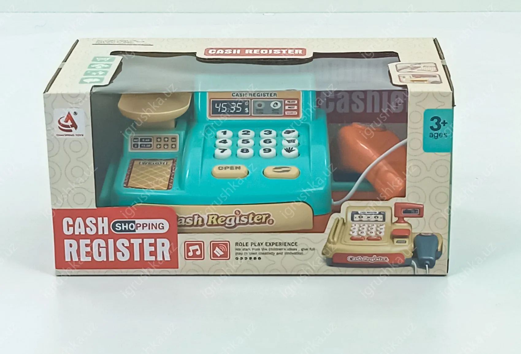 картинка Набор супермаркет для детей Кассовый аппарат (22см, звук(англ), свет, сканер, весы, продукты, деньги. от магазина igrushka.uz
