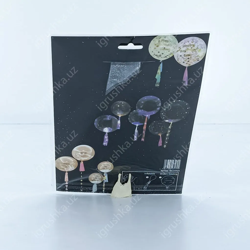 картинка Прозрачный латексный шар с белыми блестками 50 см. от магазина igrushka.uz