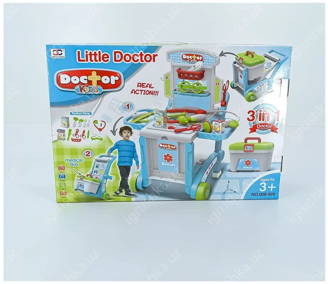 картинка ИГРОВОЙ НАБОР ДОКТОРА 3 В 1 В ЧЕМОДАНЕ 008-929 ТРАНСФОРМЕР НА КОЛЕСАХ от магазина igrushka.uz