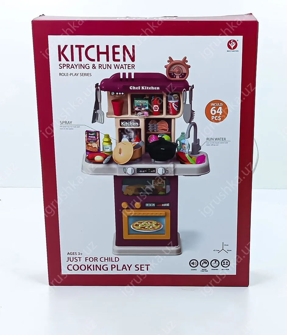 картинка Игровой набор "Кухня" с распылением и проточной водой, 64 предмета, Role-Play от магазина igrushka.uz