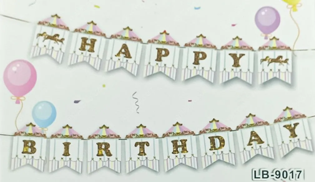 картинка Бумажная гирлянда "Happy birthday" с лошадьми от магазина igrushka.uz