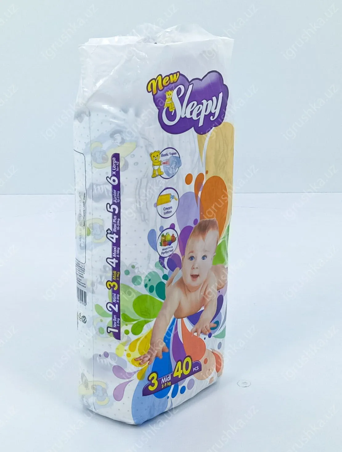 картинка Детские подгузники New Sleepy 4-9 кг 3-Миди 40 шт от магазина igrushka.uz