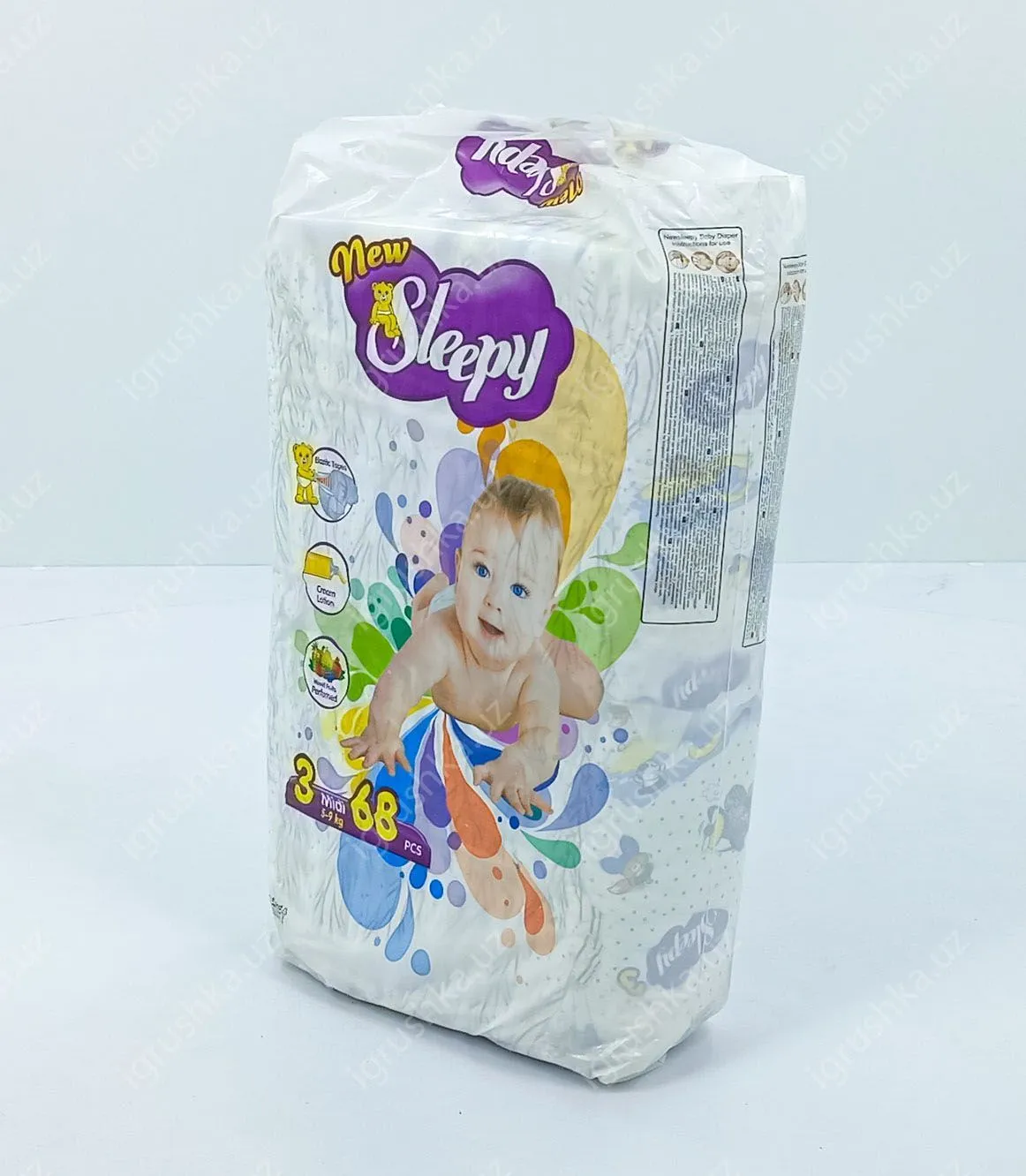 картинка Детские подгузники New Sleepy 4-9 кг 3-Миди 68 шт от магазина igrushka.uz
