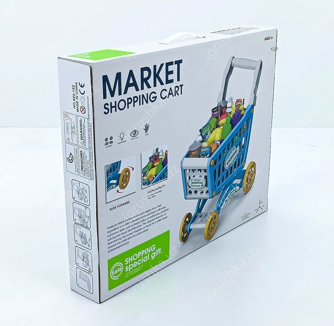 картинка Детская ролевые игры супермаркет комплект покупок тележка для игрушек детская корзина игровой набор продукты игрушки от магазина igrushka.uz
