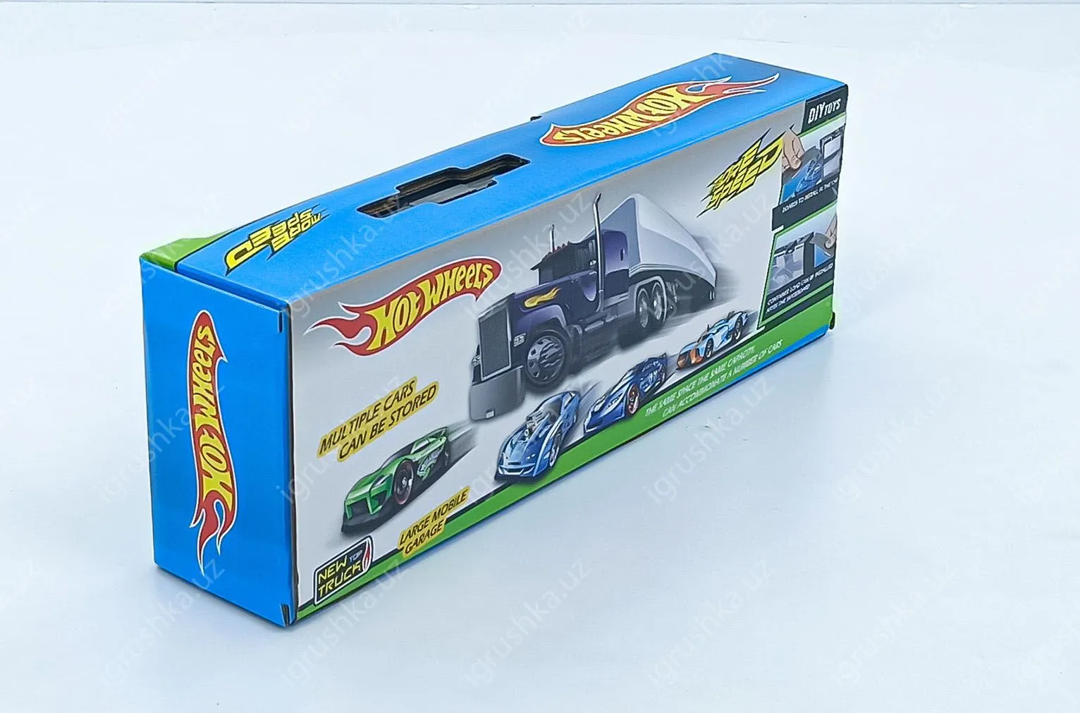 картинка Фура, автовоз, трейлер Hot Wheels грузовик с инерционными машинками 6 шт, игровой набор, Хот Вилс от магазина igrushka.uz