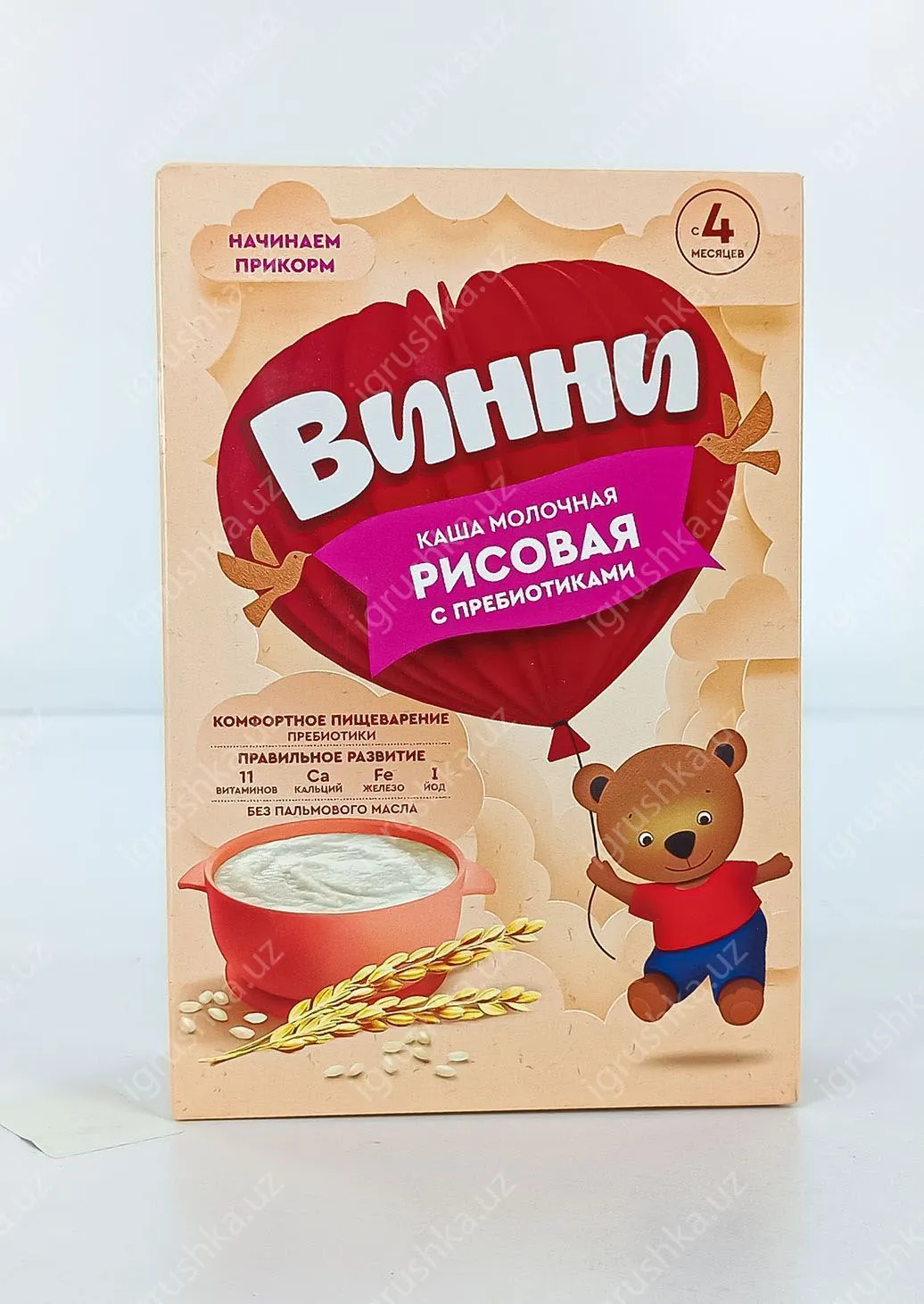 картинка Молочная каша для детей "Винни" рисовая c пребиотиками. Для детей с 4 месяцев 200гр. от магазина igrushka.uz