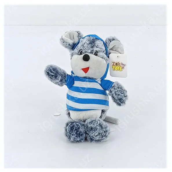 картинка Мягкая игрушка Мышонок Zak Toys в синей толстовке, 24 см от магазина igrushka.uz