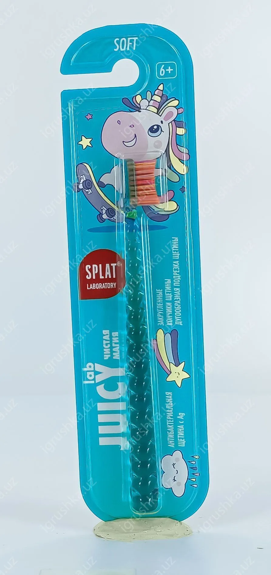картинка Зубная щетка SPLAT JUICY LAB Магия единорога для детей. Зеленый прозрачный от магазина igrushka.uz