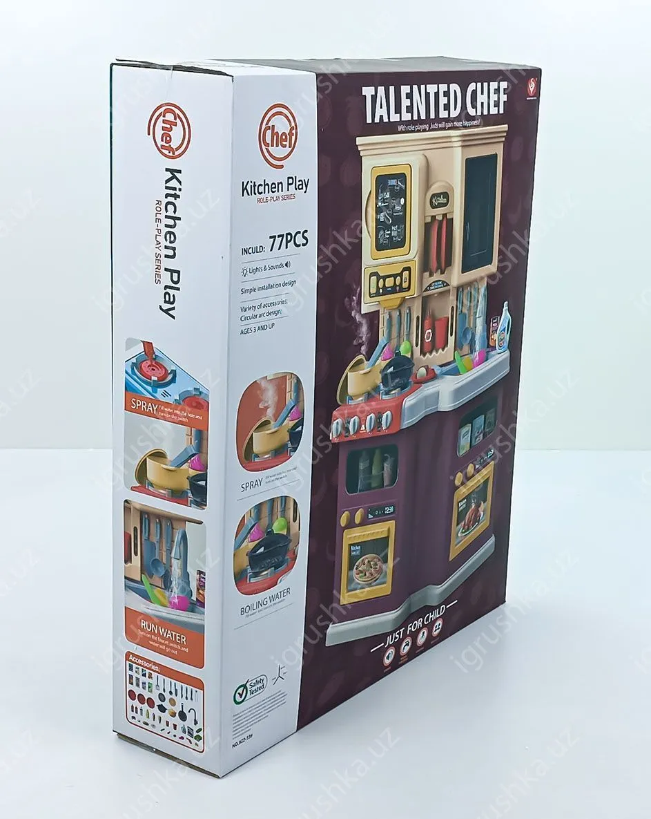 картинка Игровой набор "Talented Chef" (Талантливый Шеф) — Детская кухня с аксессуарами, 77 предметов, свет, звук и вода от магазина igrushka.uz