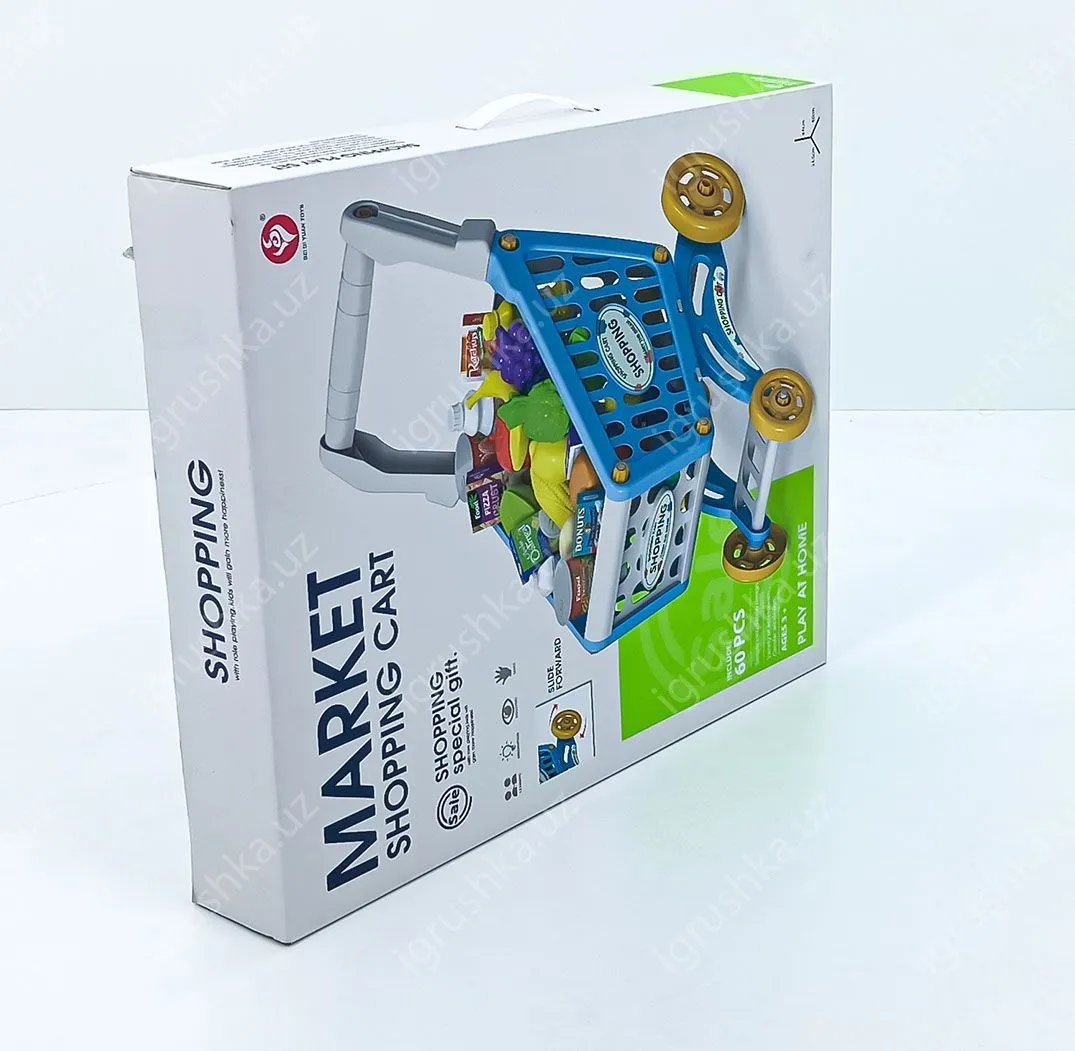 картинка Детская ролевые игры супермаркет комплект покупок тележка для игрушек детская корзина игровой набор продукты игрушки от магазина igrushka.uz