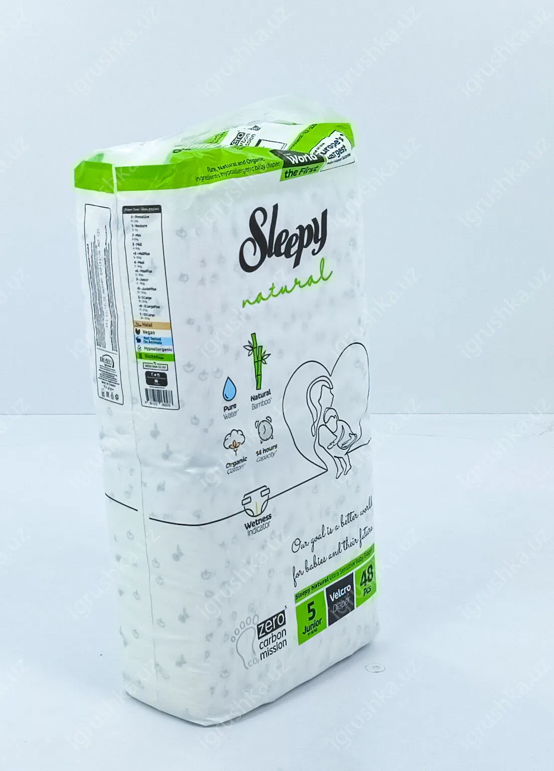 картинка Детские подгузники Sleepy Natural 11-18 кг 5-Младший 48 шт от магазина igrushka.uz