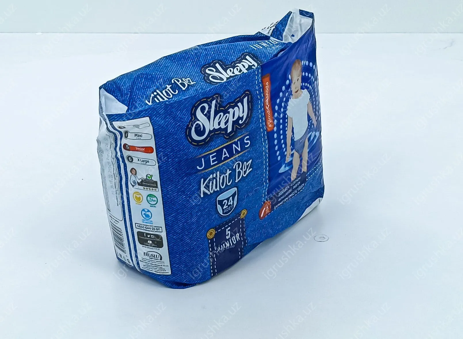 картинка Детские подгузники Sleepy Jeans Training Pants 11-18 кг 5-Младший 24 шт от магазина igrushka.uz
