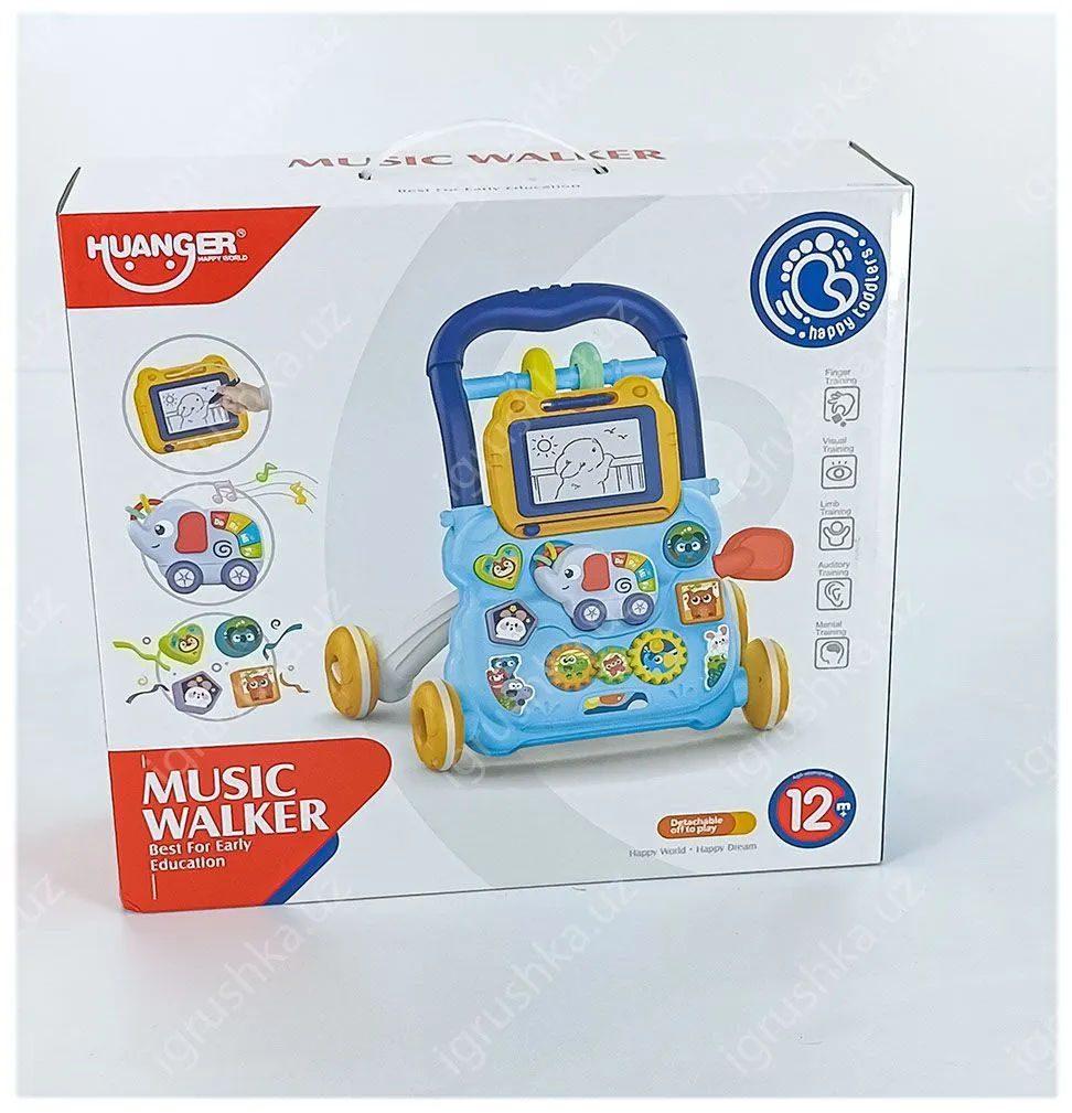 картинка Ходунки “Веселый слоник” (цвет голубой) в коробке HE0810 от магазина igrushka.uz