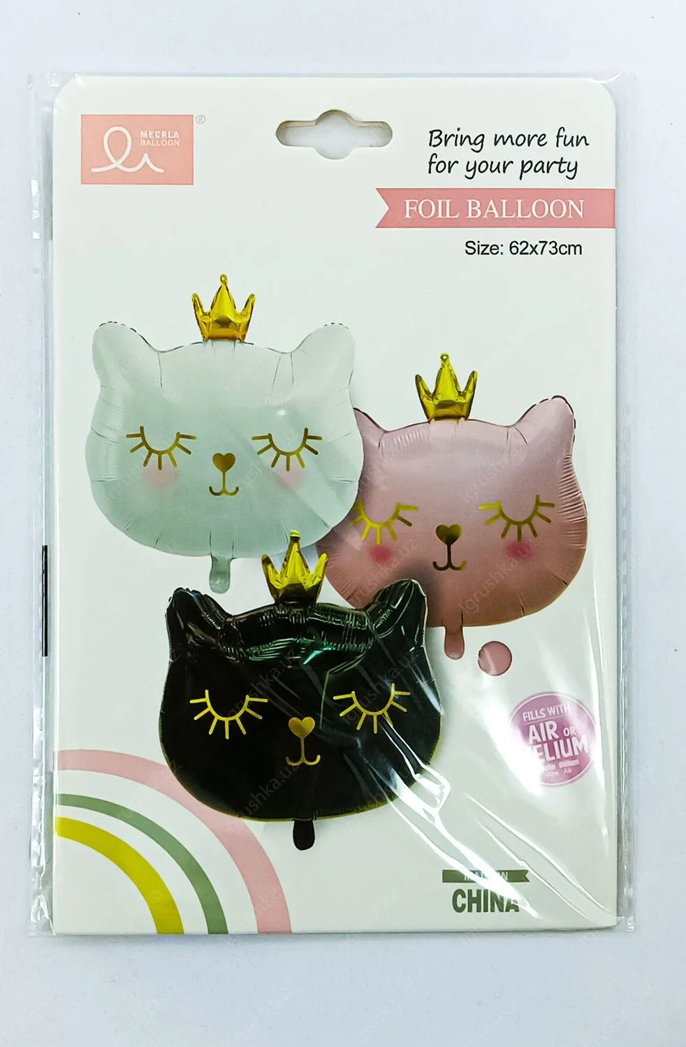 картинка Фольгированные воздушные шары в форме кошек с коронами 62x73см от магазина igrushka.uz