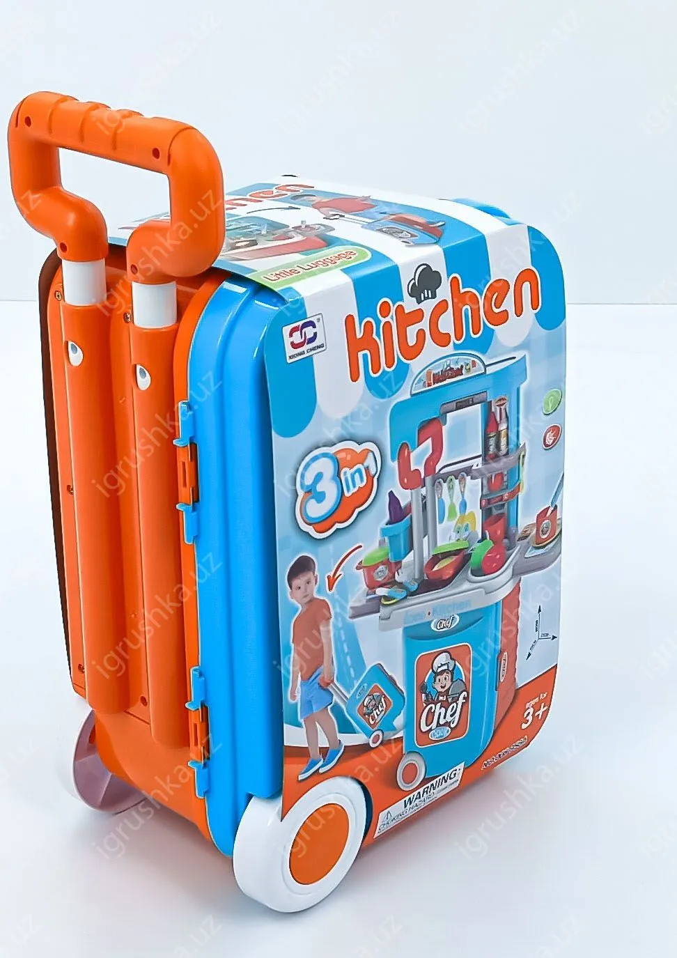 картинка Детская кухонная игрушка, тележка-чемодан со светом, звуком, 008-956a от магазина igrushka.uz