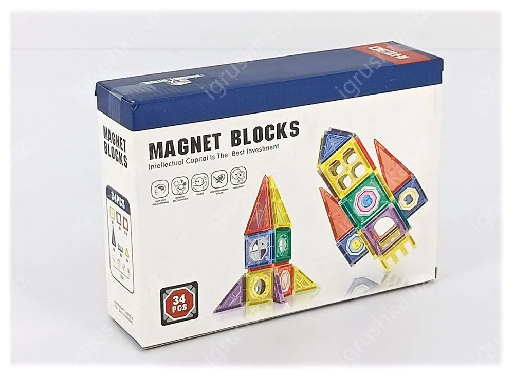 картинка Конструктор магнитный, 34 детали от магазина igrushka.uz