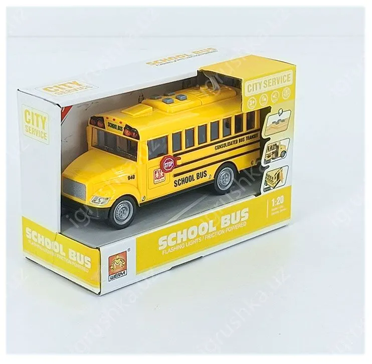 картинка Автобус "Школьный" инерционный, свет, звук, масштаб 1:20 940 от магазина igrushka.uz