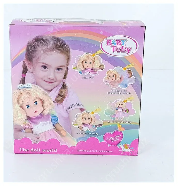 картинка Интерактивная кукла BABY Toby «Радужный мир» в белом костюмчике: пьет, писает и играет со стаканчиками от магазина igrushka.uz