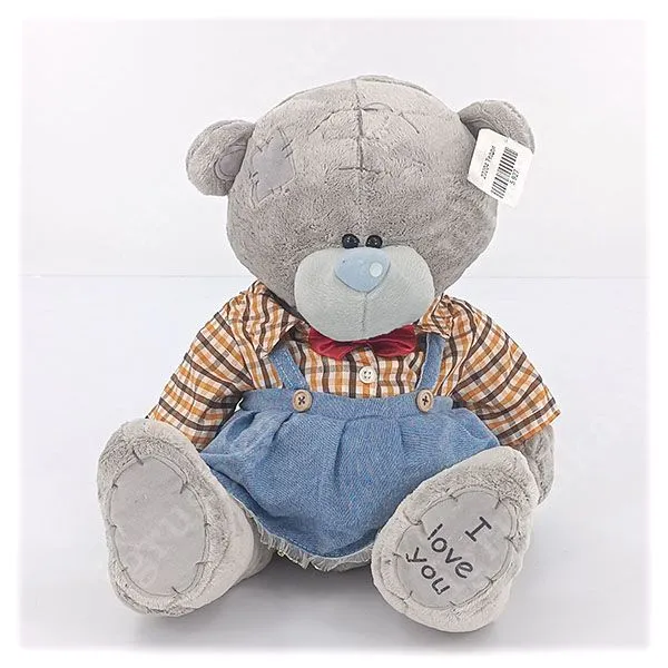 картинка Плюшевый мишка Тедди 35 см в наряде с вышивкой I Love You от магазина igrushka.uz