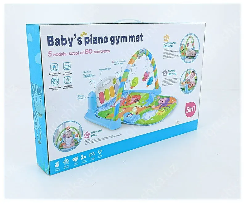 картинка Развивающий коврик Baby's piano gym mat с пианино и подвесками от магазина igrushka.uz