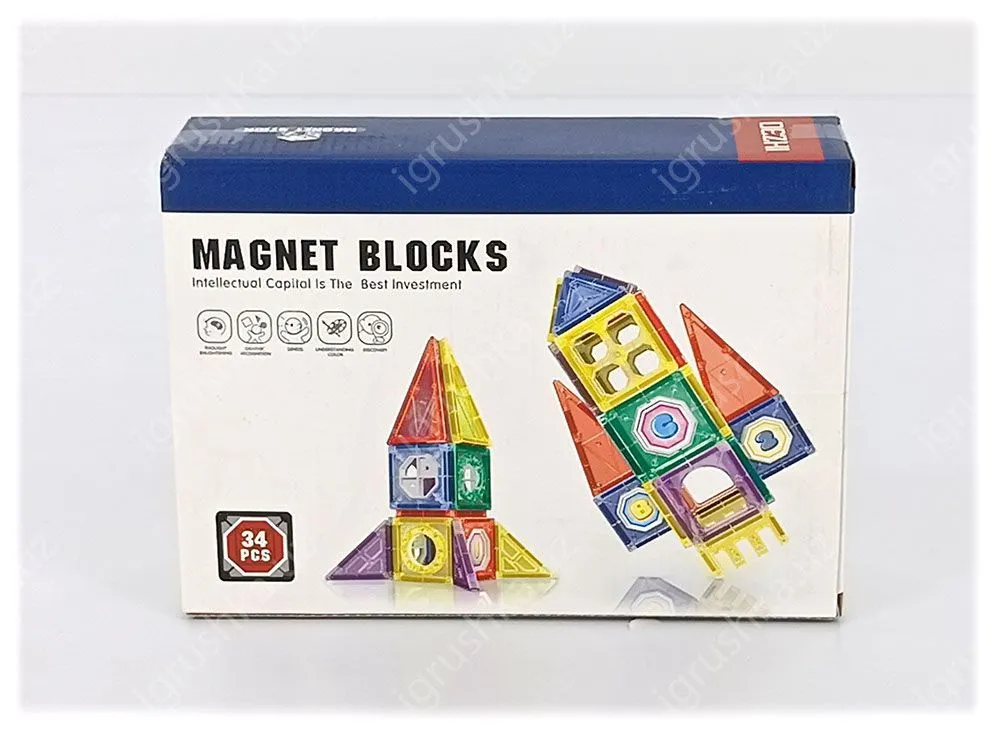картинка Конструктор магнитный, 34 детали от магазина igrushka.uz