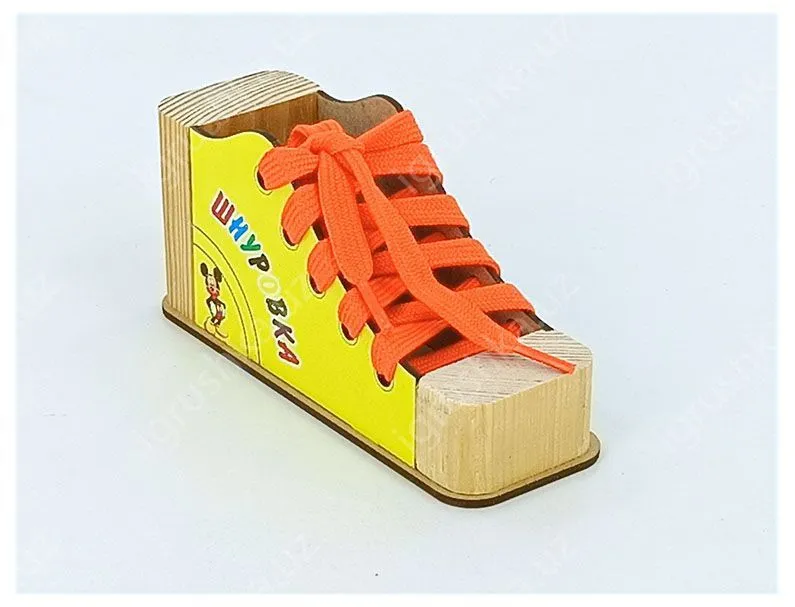 картинка Шнуровка детская Кеда, деревянная игрушка, для развития мелкой моторики  от магазина igrushka.uz