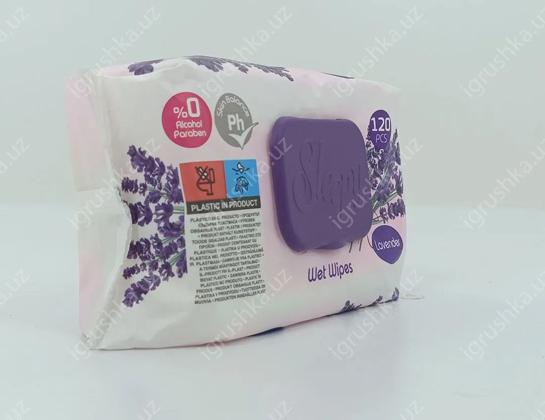 картинка Влажные салфетки Sleepy лаванда (Wet Wipes) 120шт. от магазина igrushka.uz