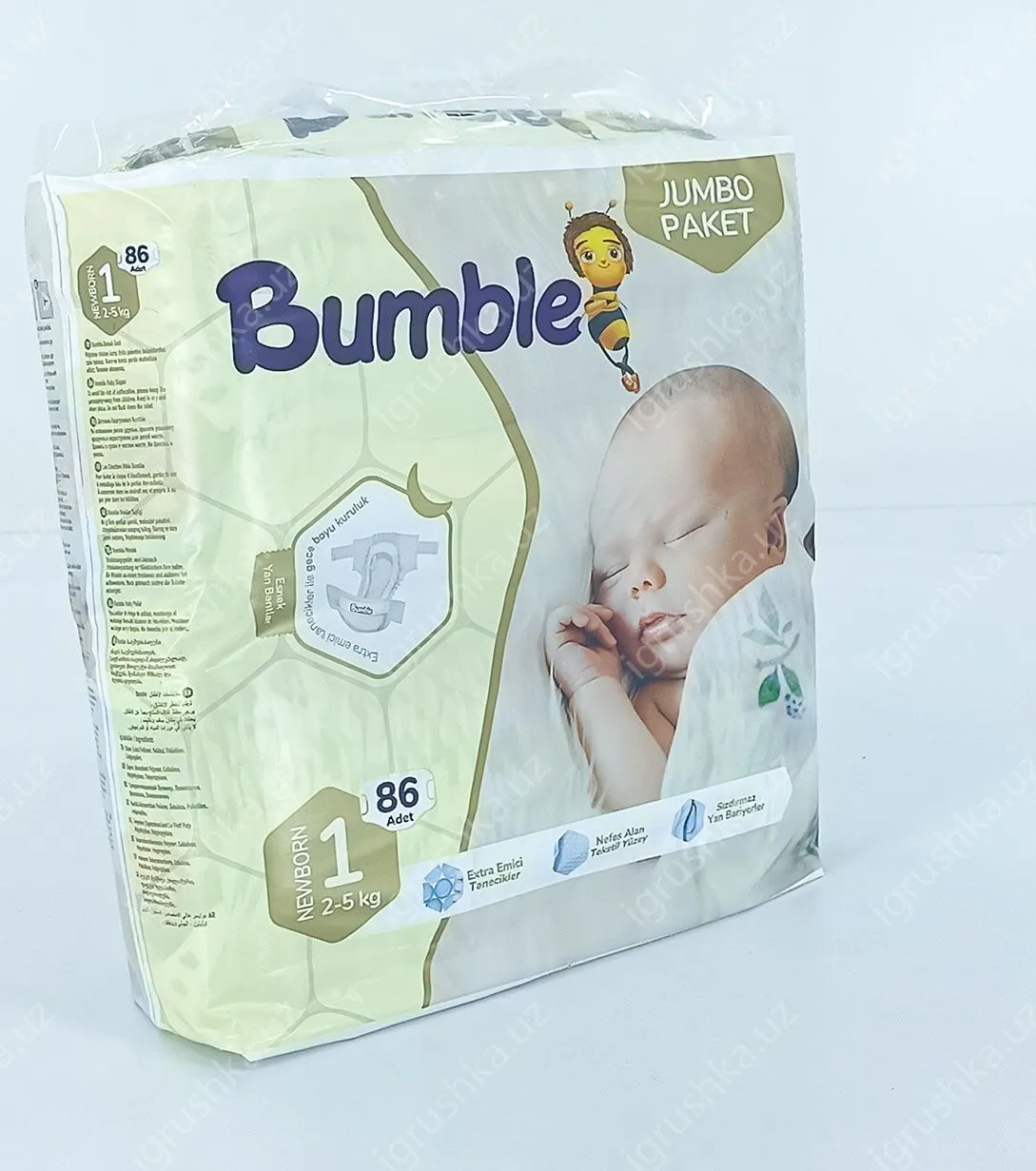 картинка Детские подгузники Bumble 1 JUMBO PAKET (2-5 кг) 86 шт. от магазина igrushka.uz