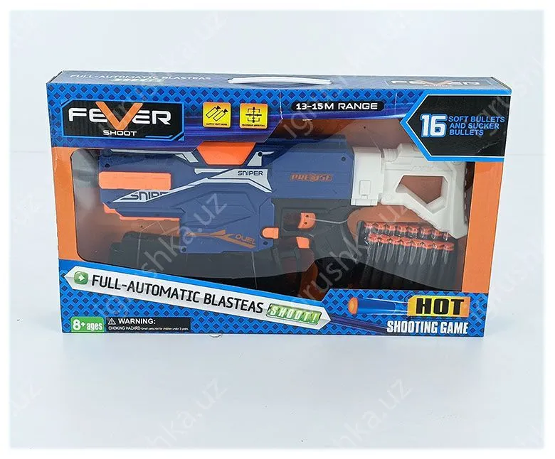 картинка Бластер на поролоновых патронах, на батарейках 16 пуль 99003 от магазина igrushka.uz