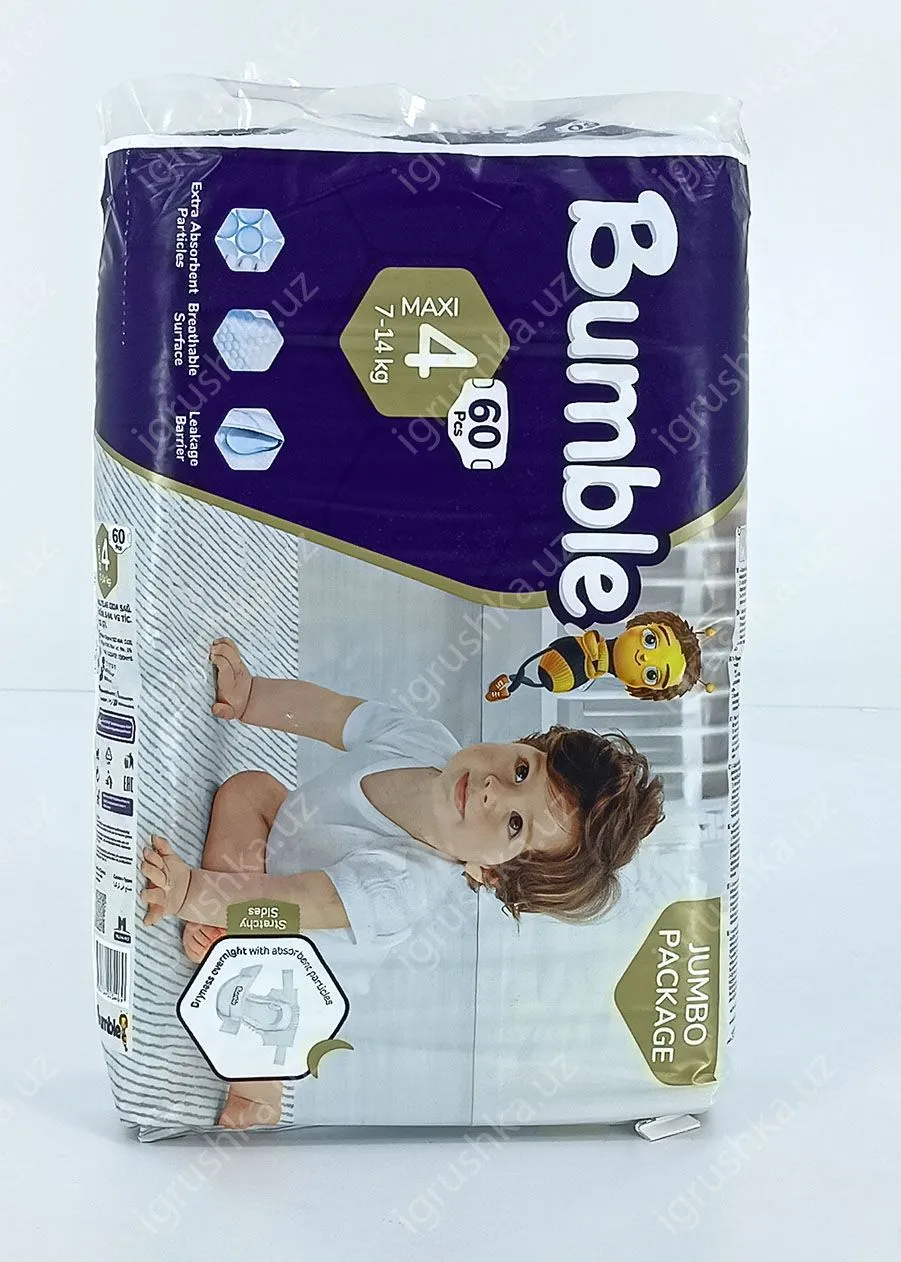 картинка Детские подгузники Bumble 4 JUMBO PAKET (7-18 кг) 60 шт. от магазина igrushka.uz