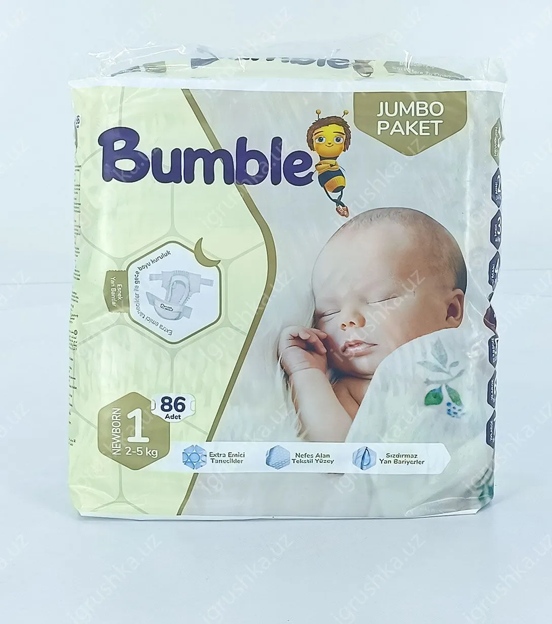 картинка Детские подгузники Bumble 1 JUMBO PAKET (2-5 кг) 86 шт. от магазина igrushka.uz
