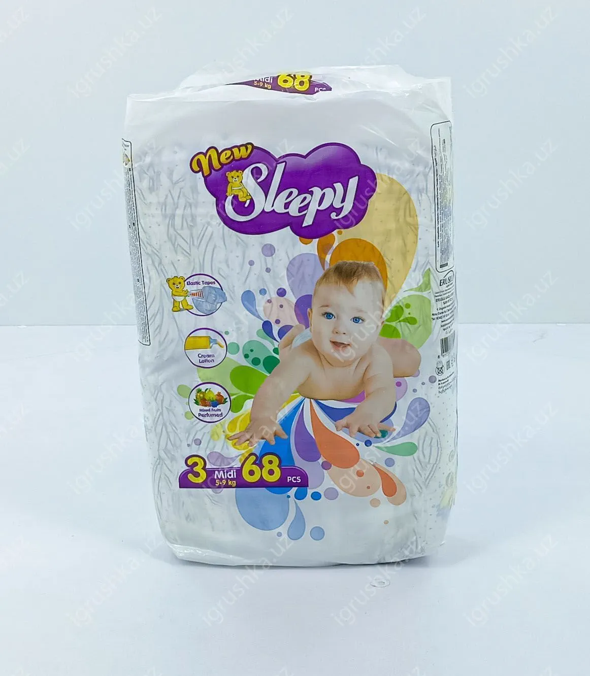 картинка Детские подгузники New Sleepy 4-9 кг 3-Миди 68 шт от магазина igrushka.uz