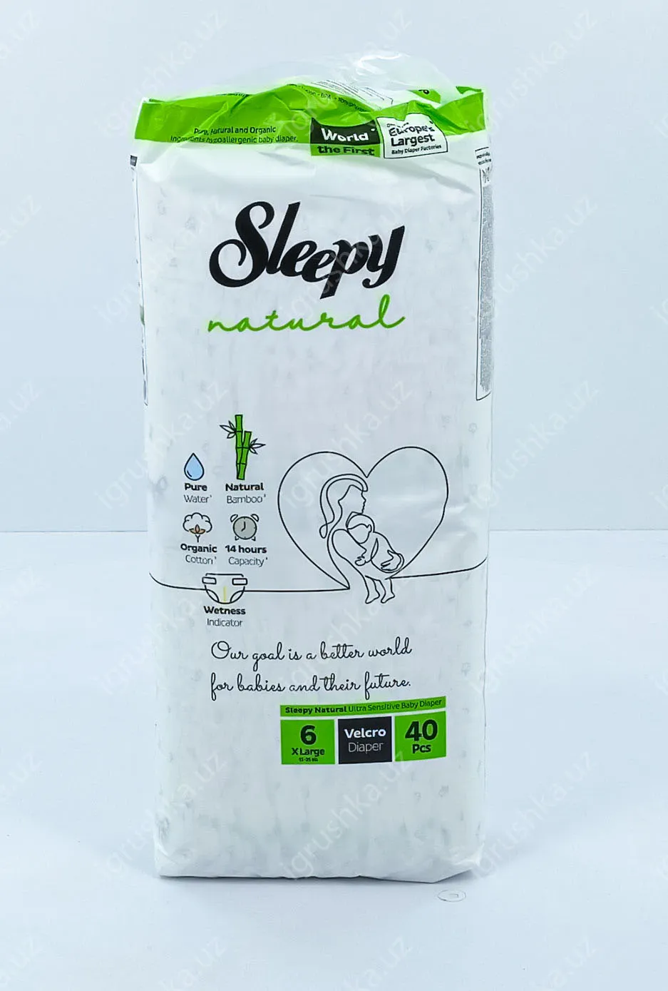 картинка Детские подгузники Sleepy Natural 15-25 кг 6-X Большой 40 шт от магазина igrushka.uz