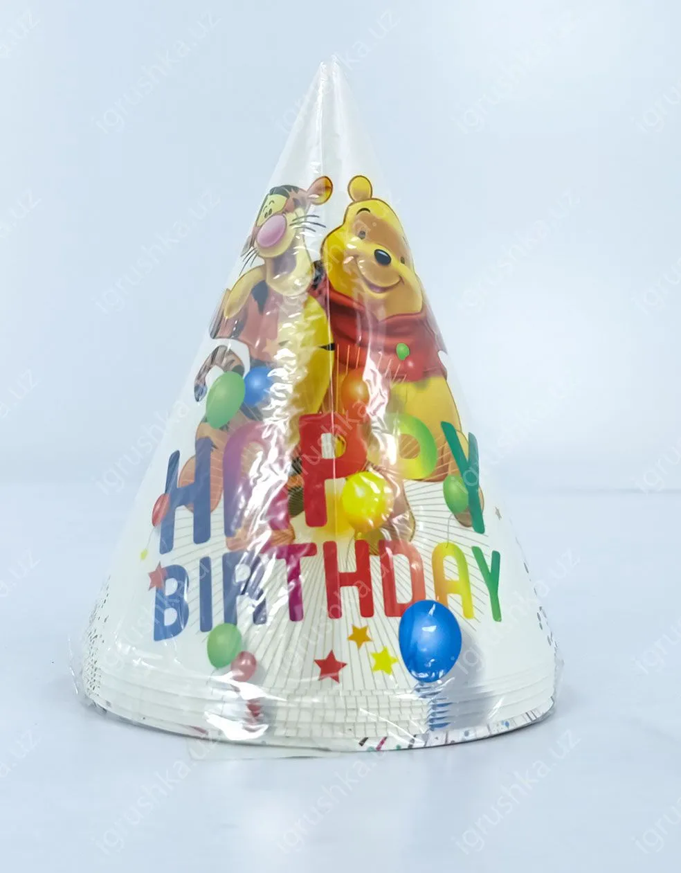 картинка Праздничные шапочки для детей - Happy birthday! Винни Пух (Цена за 1 штук) от магазина igrushka.uz