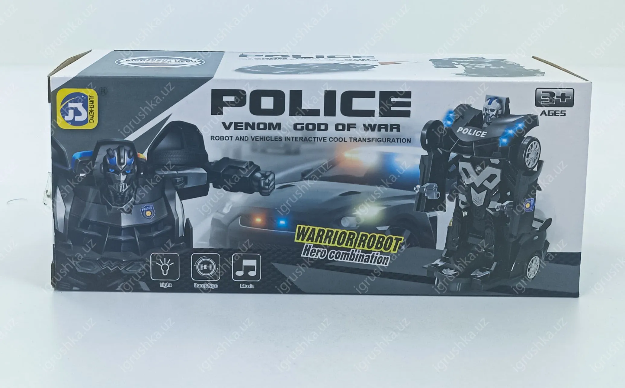 картинка Интерактивный автомобиль-робот-воин с полицейским дизайном, музыкой и светом от магазина igrushka.uz