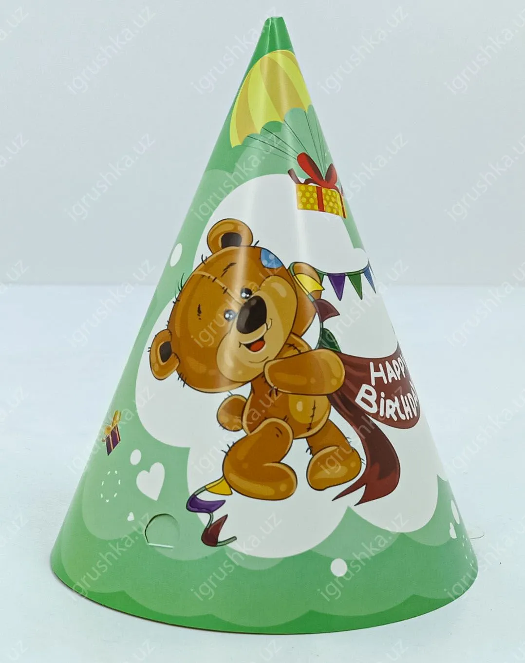 картинка Праздничные шапочки для детей - Happy birthday! Мишка (Цена за 1 штук) от магазина igrushka.uz