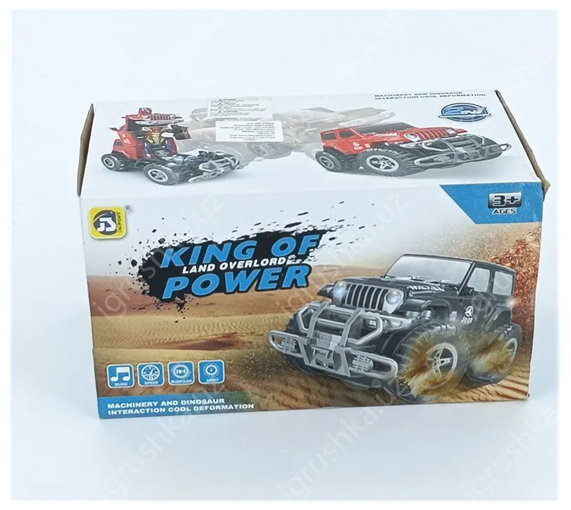 картинка Трансформер King of Power: Джип и Робот-Динозавр, 2 в 1, свет/звук от магазина igrushka.uz