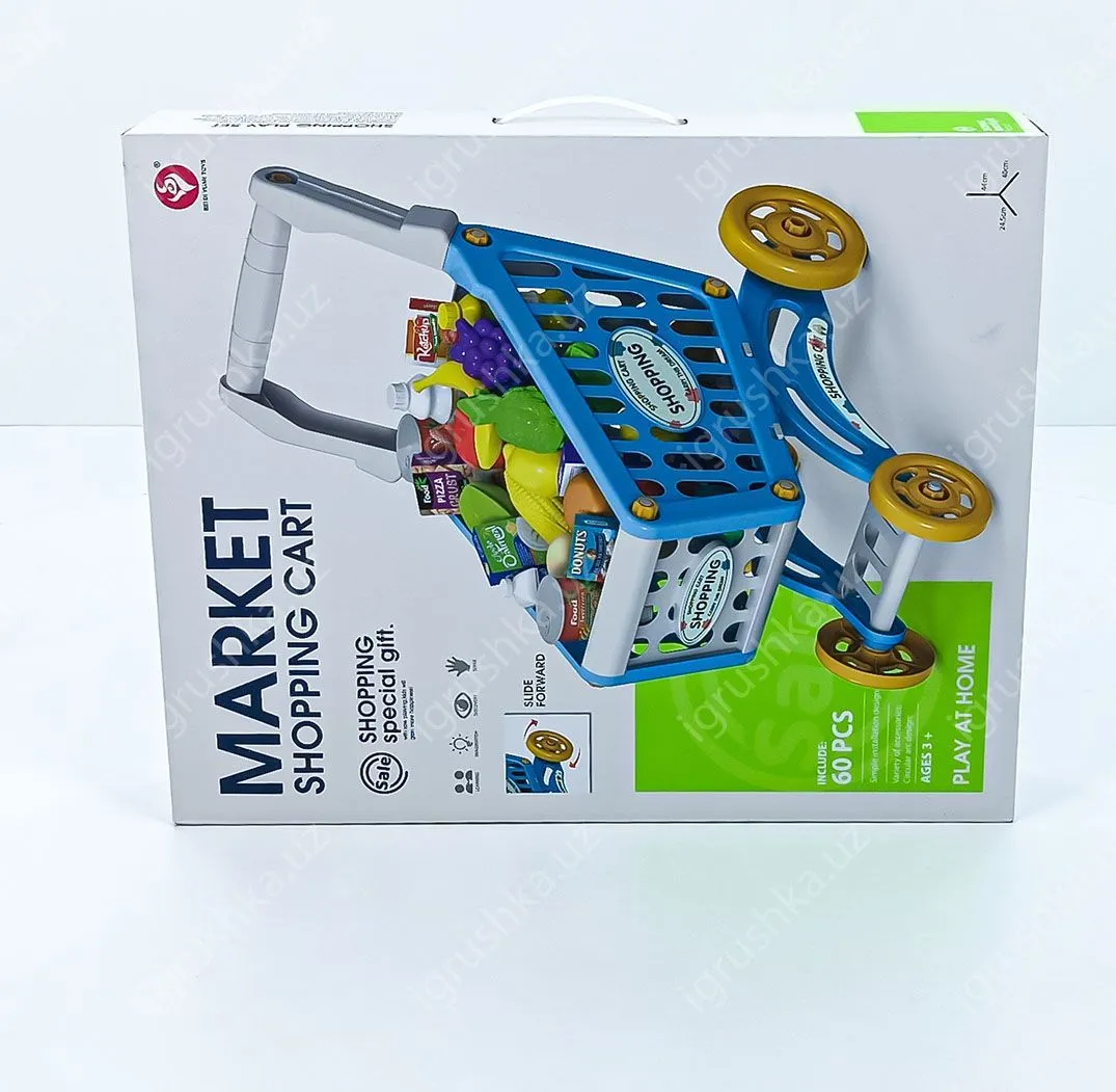 картинка Детская ролевые игры супермаркет комплект покупок тележка для игрушек детская корзина игровой набор продукты игрушки от магазина igrushka.uz