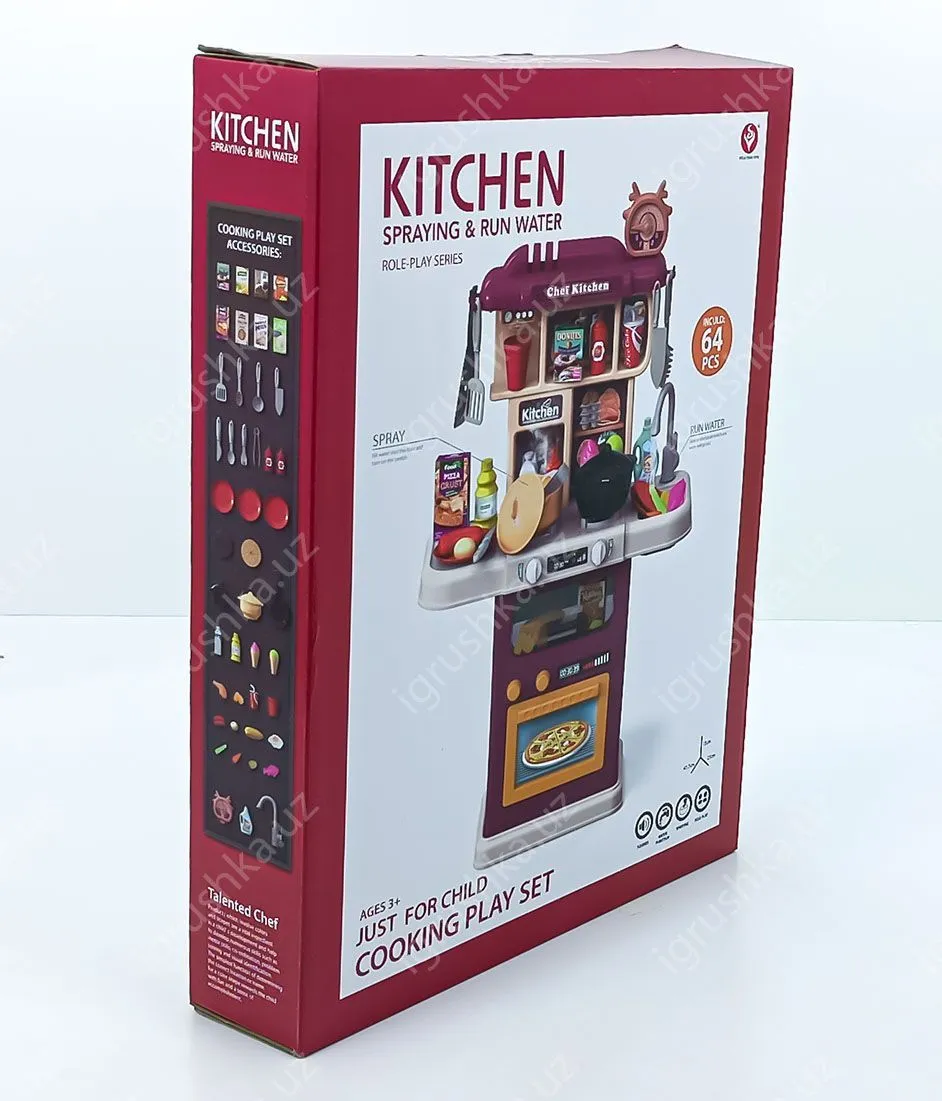 картинка Игровой набор "Кухня" с распылением и проточной водой, 64 предмета, Role-Play от магазина igrushka.uz