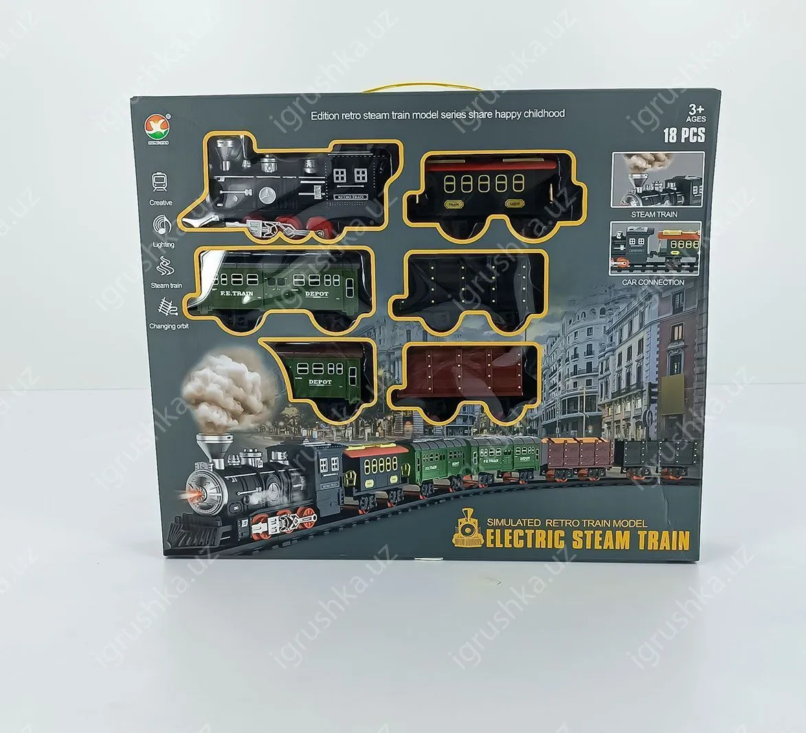 картинка Железная дорога с поездом Electric Steam Train MIC | поезда 699-9A 18 деталей от магазина igrushka.uz